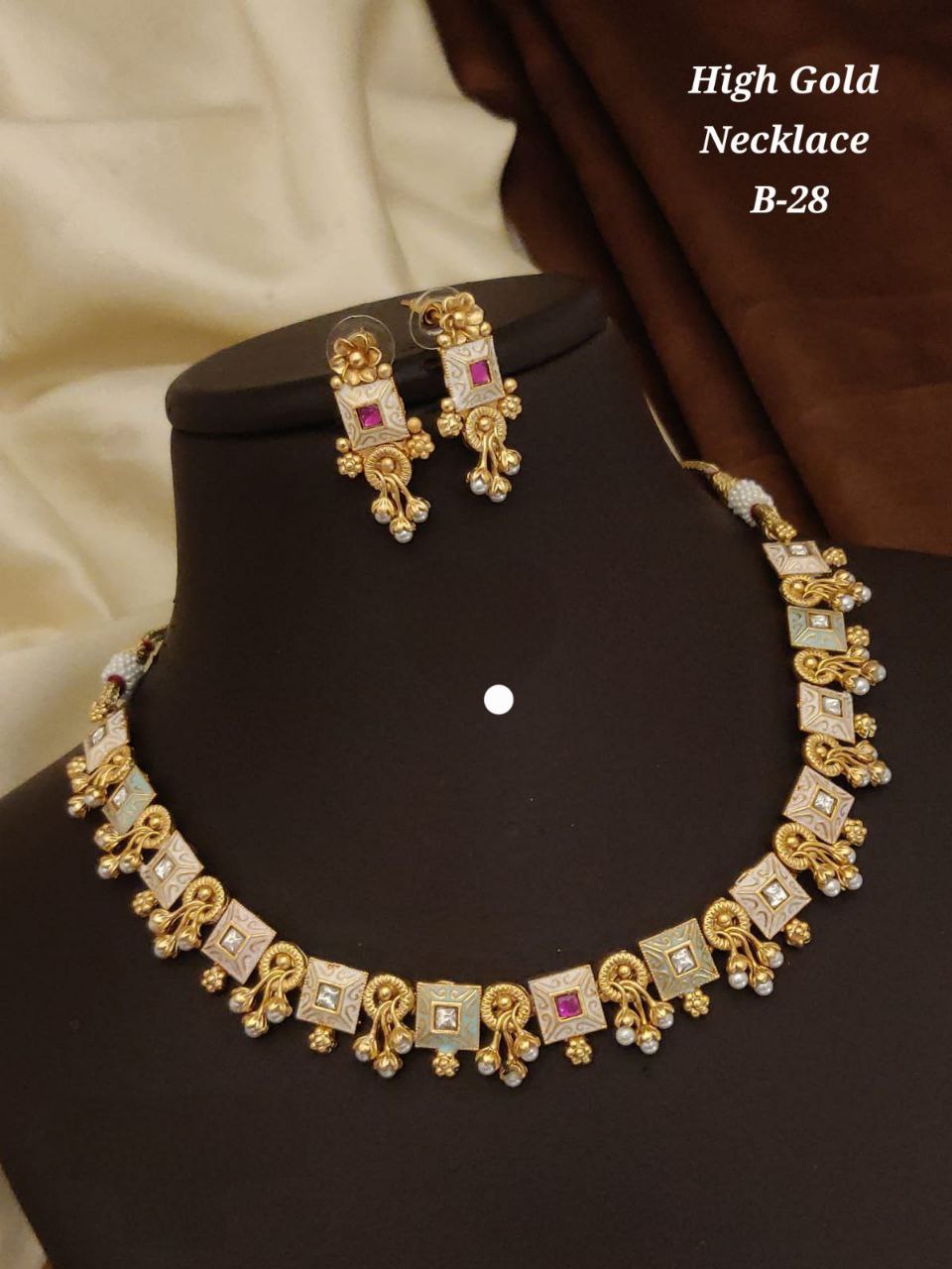 Brass High Gold Antique Necklace Set 17