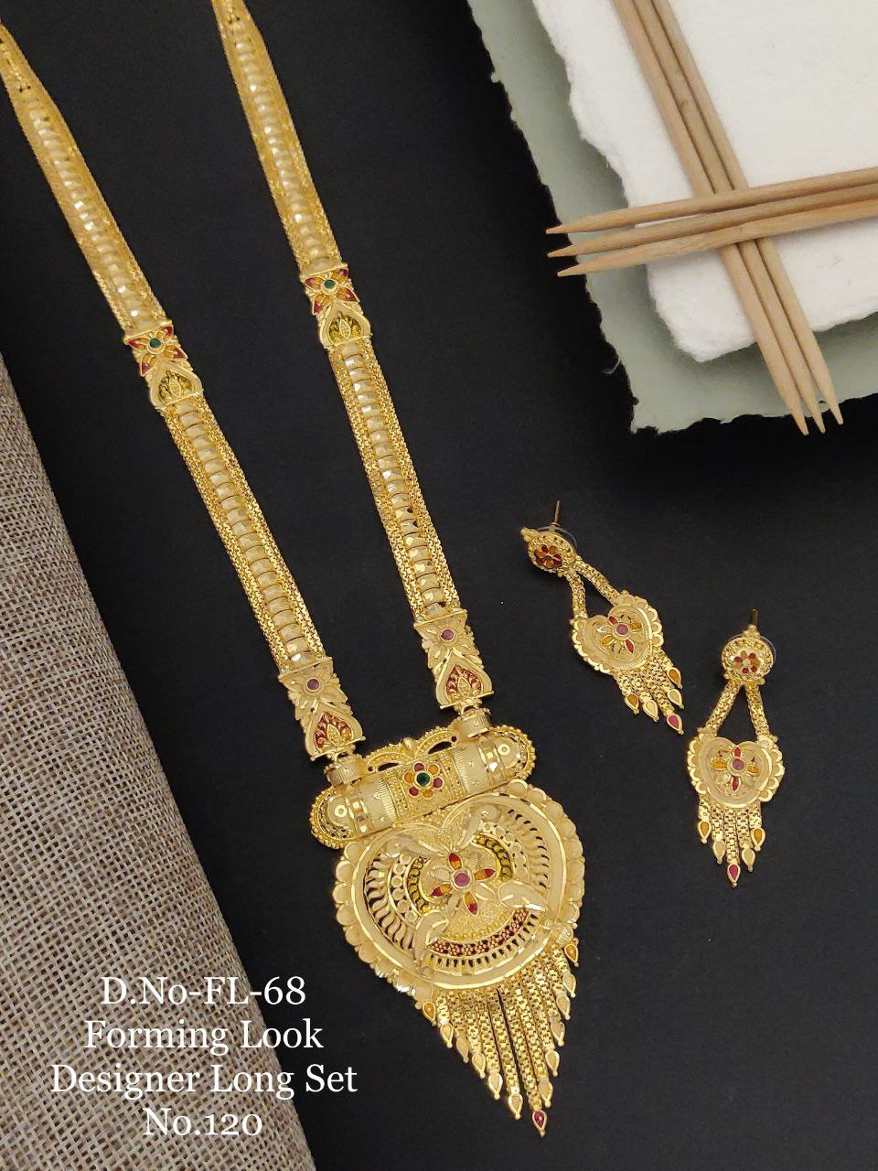 Forming Brass High Gold Long Necklaces Set 05