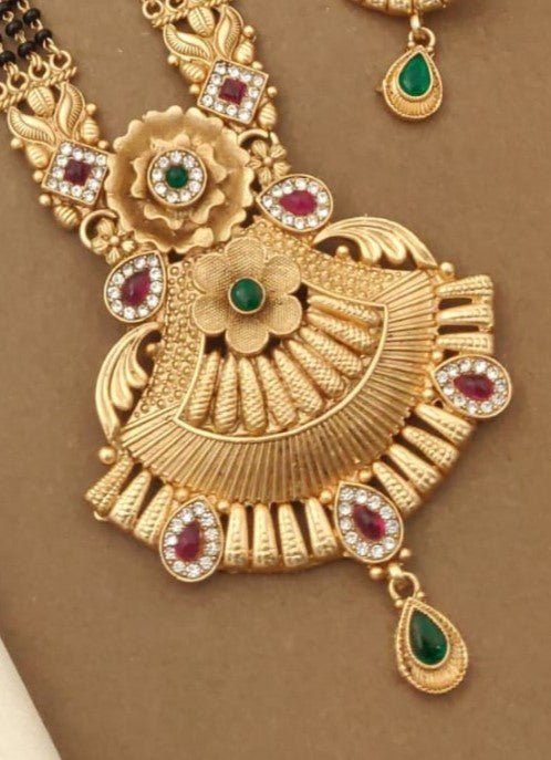 Brass High Gold Rajwadi Mangalsutra - Queenzart Imitation Jewellery