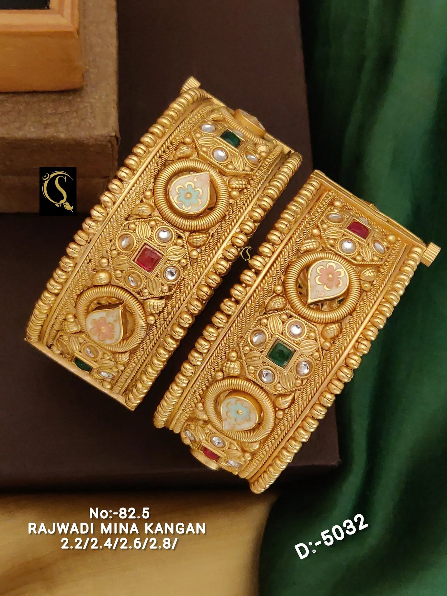 Brass High Gold Antique Bangles - Queenzart Imitation Jewellery