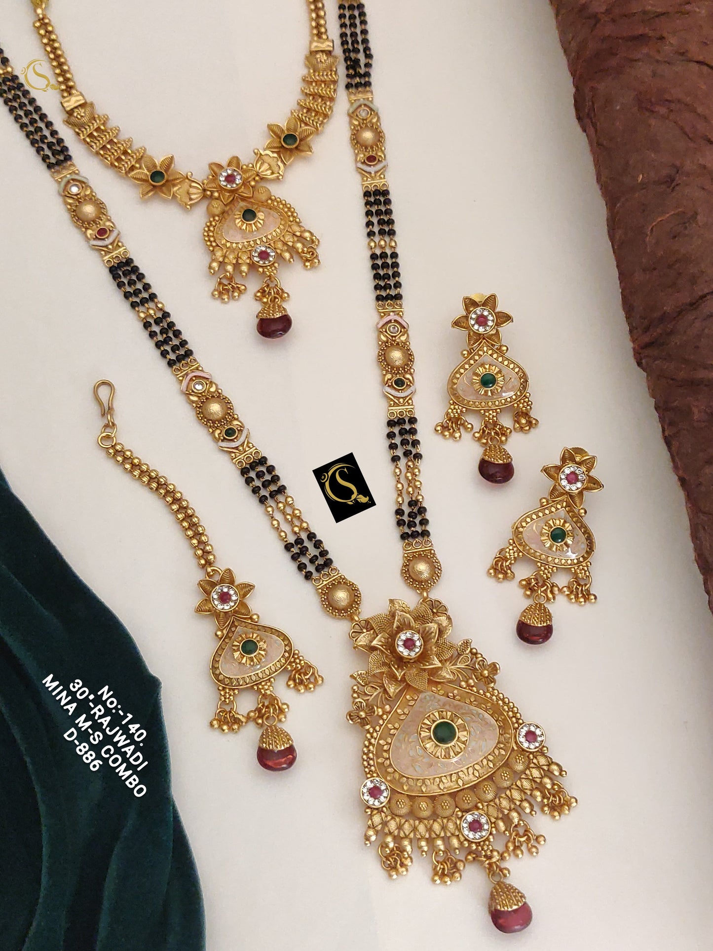 Antique Brass Gold Combo Jewellery Set 14