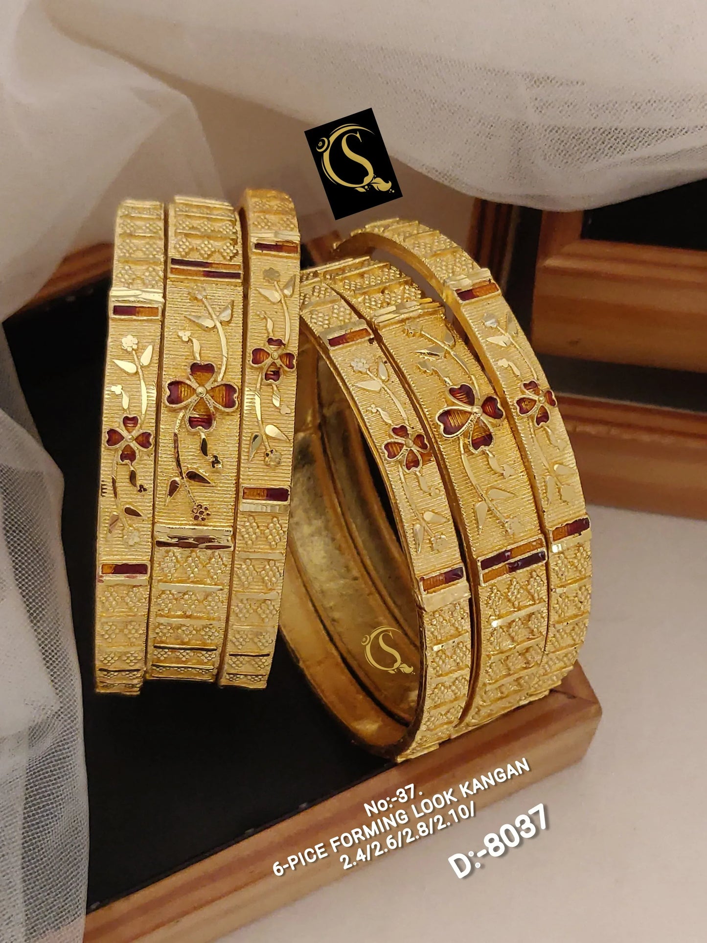 Brass High Gold Antique Bangles 005 - Queenzart Imitation Jewellery