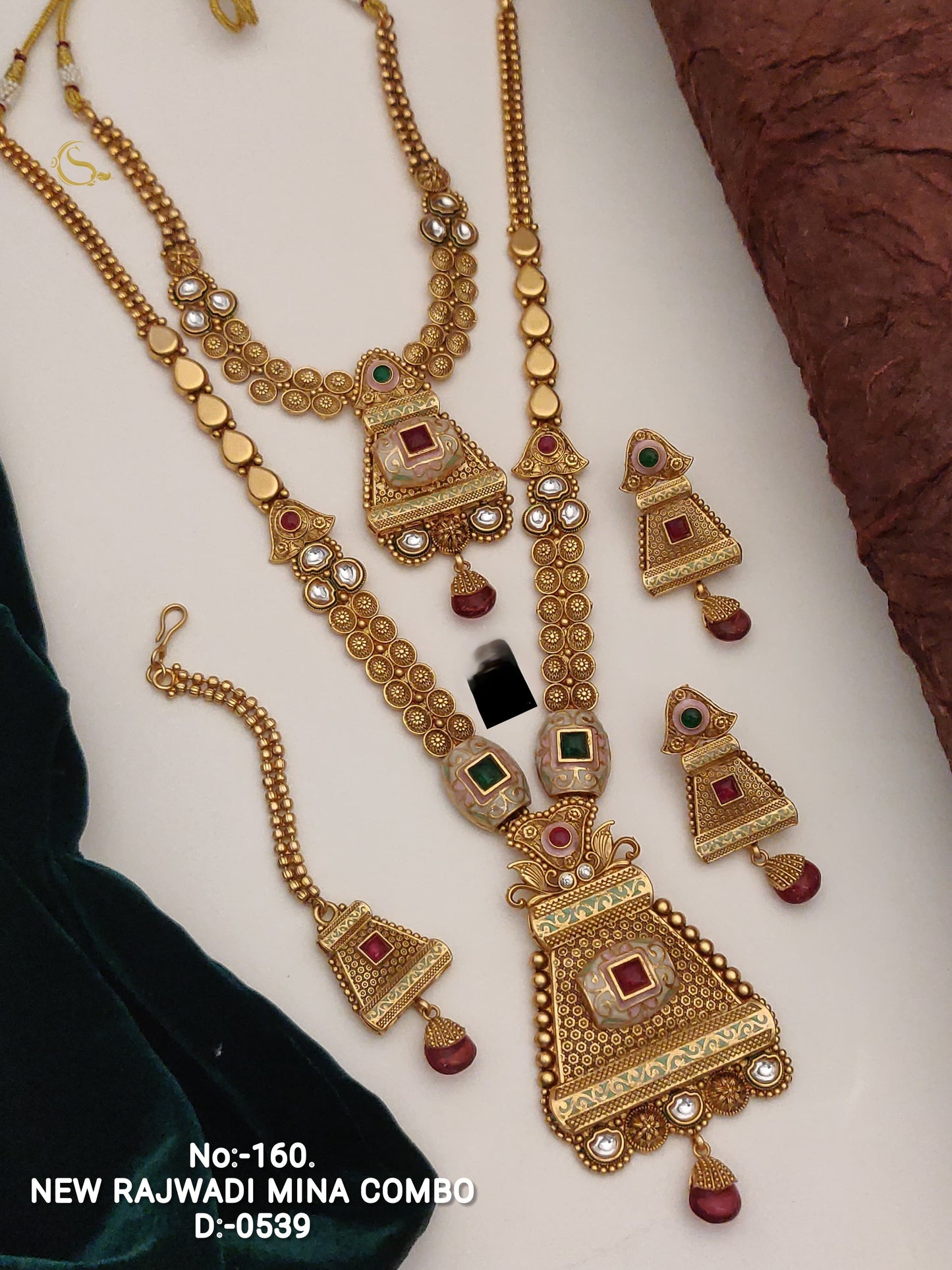 Antique Brass Gold Combo Jewellery Set 16