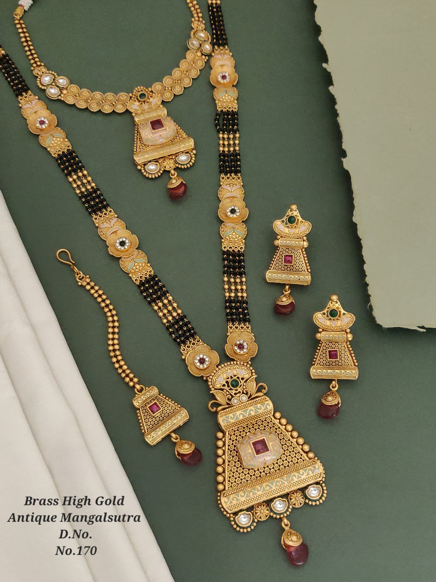 Antique Brass Gold Combo Jewellery Set