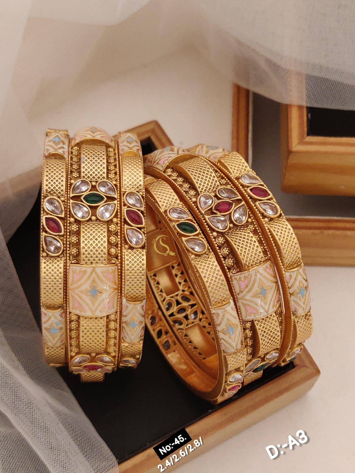 Brass High Gold Antique Bangles 017