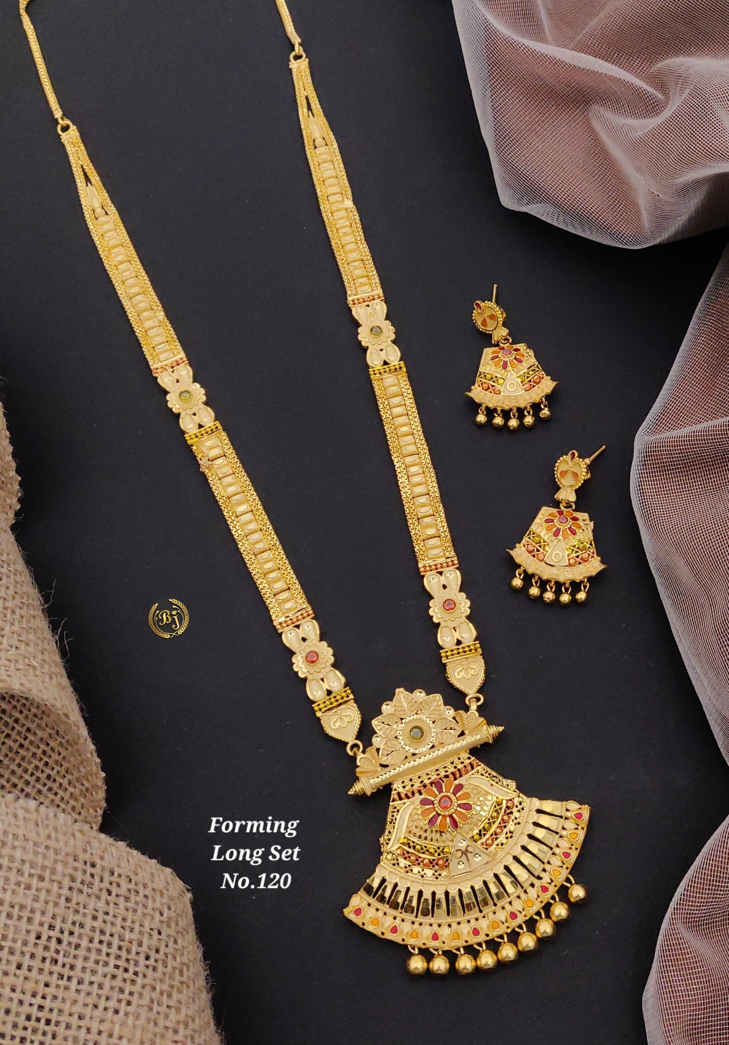 Forming Brass High Gold Long Necklaces Set 02