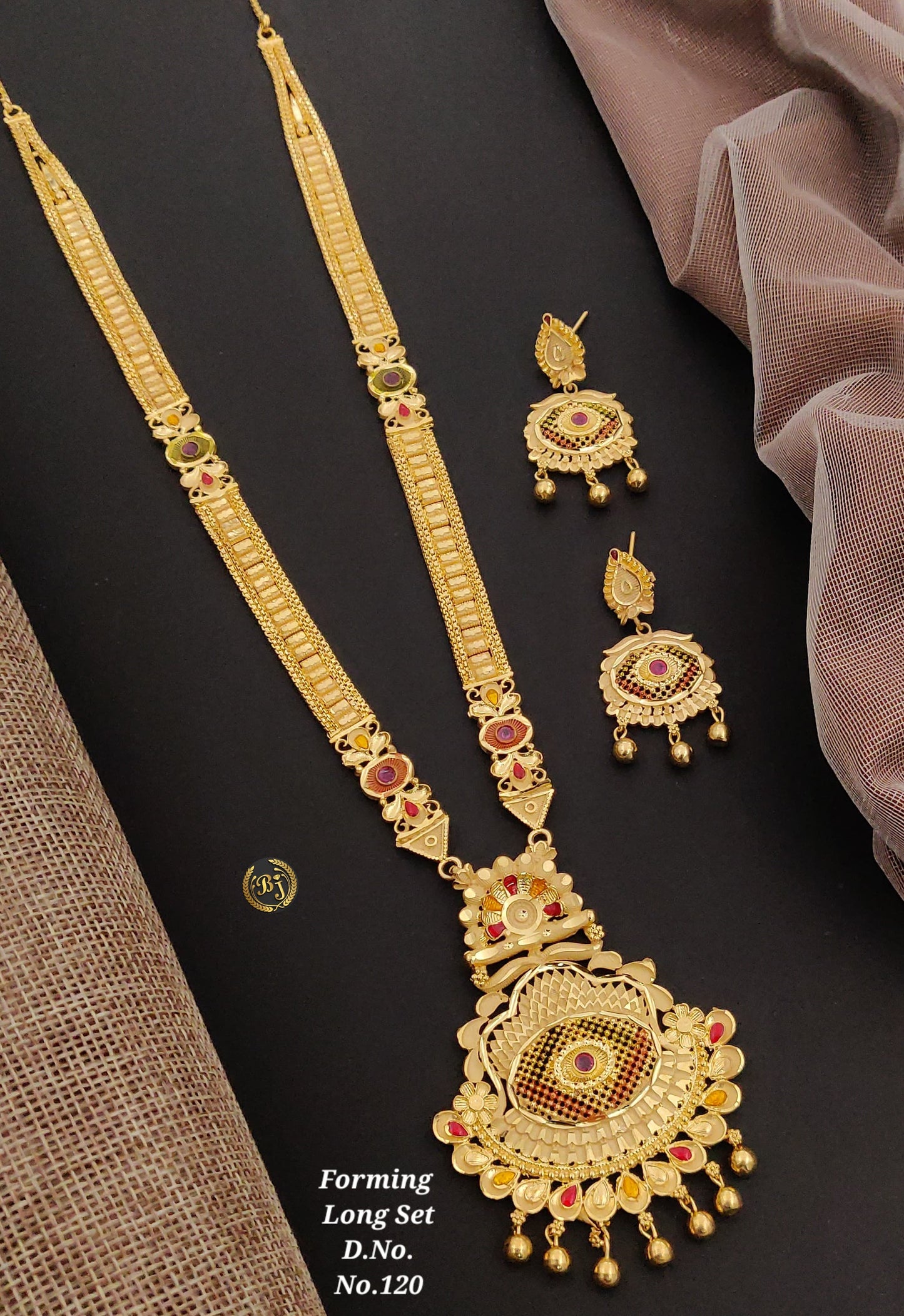 Forming Brass High Gold Long Necklaces Set 04