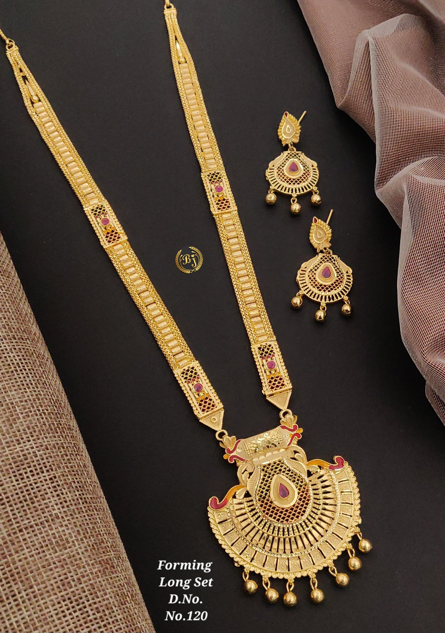 Forming Brass High Gold Long Necklaces Set 03