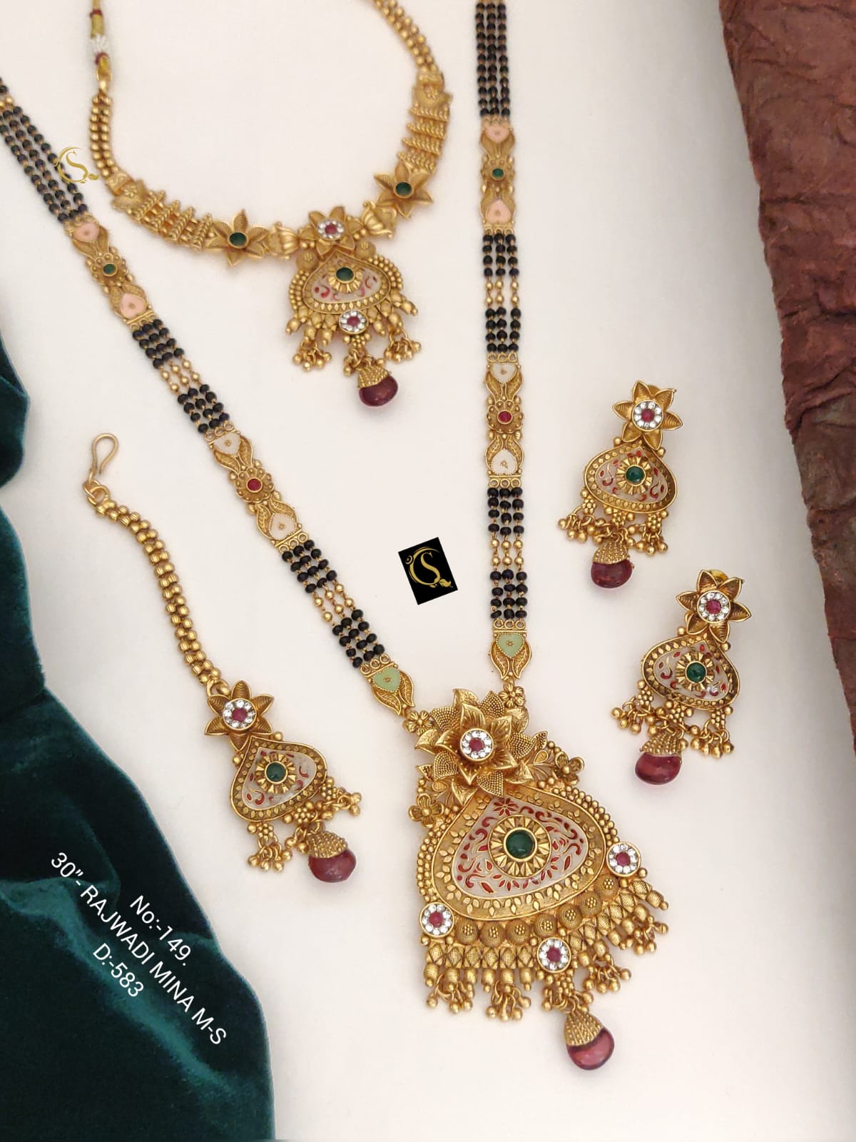 Traditional Antique Brass Gold Combo Jewellery Set 21