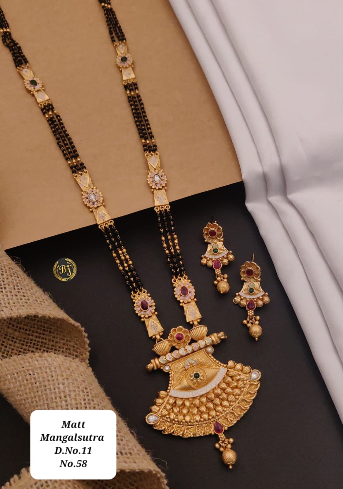 Brass High Gold Rajwadi Mangalsutra with Earrings