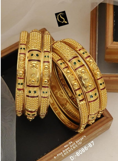 Brass High Gold Antique Bangles d-19