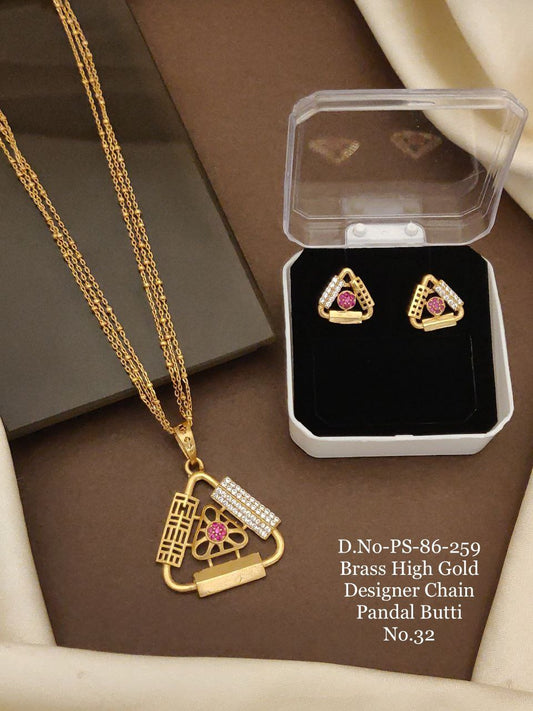 Fancy High Gold Chain Pendal Set 024