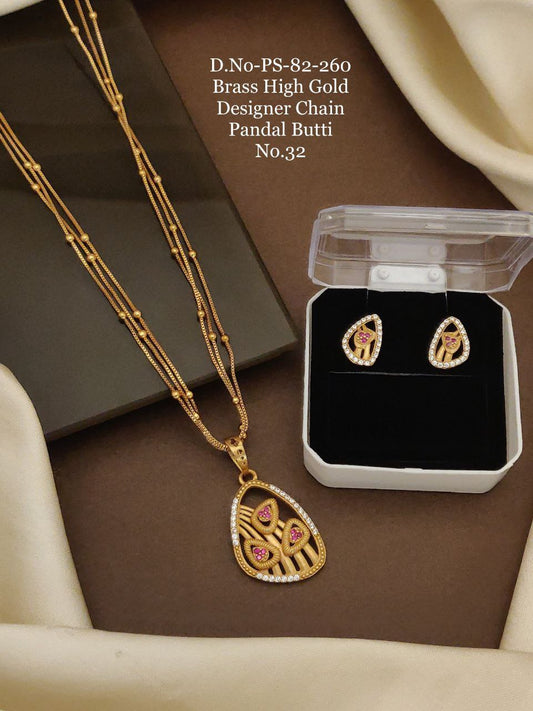 Fancy High Gold Chain Pendal Set 028