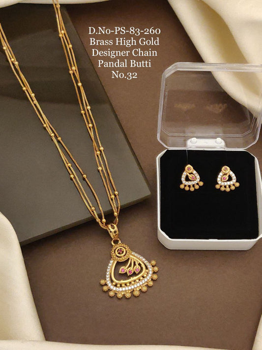Fancy High Gold Chain Pendal Set 027