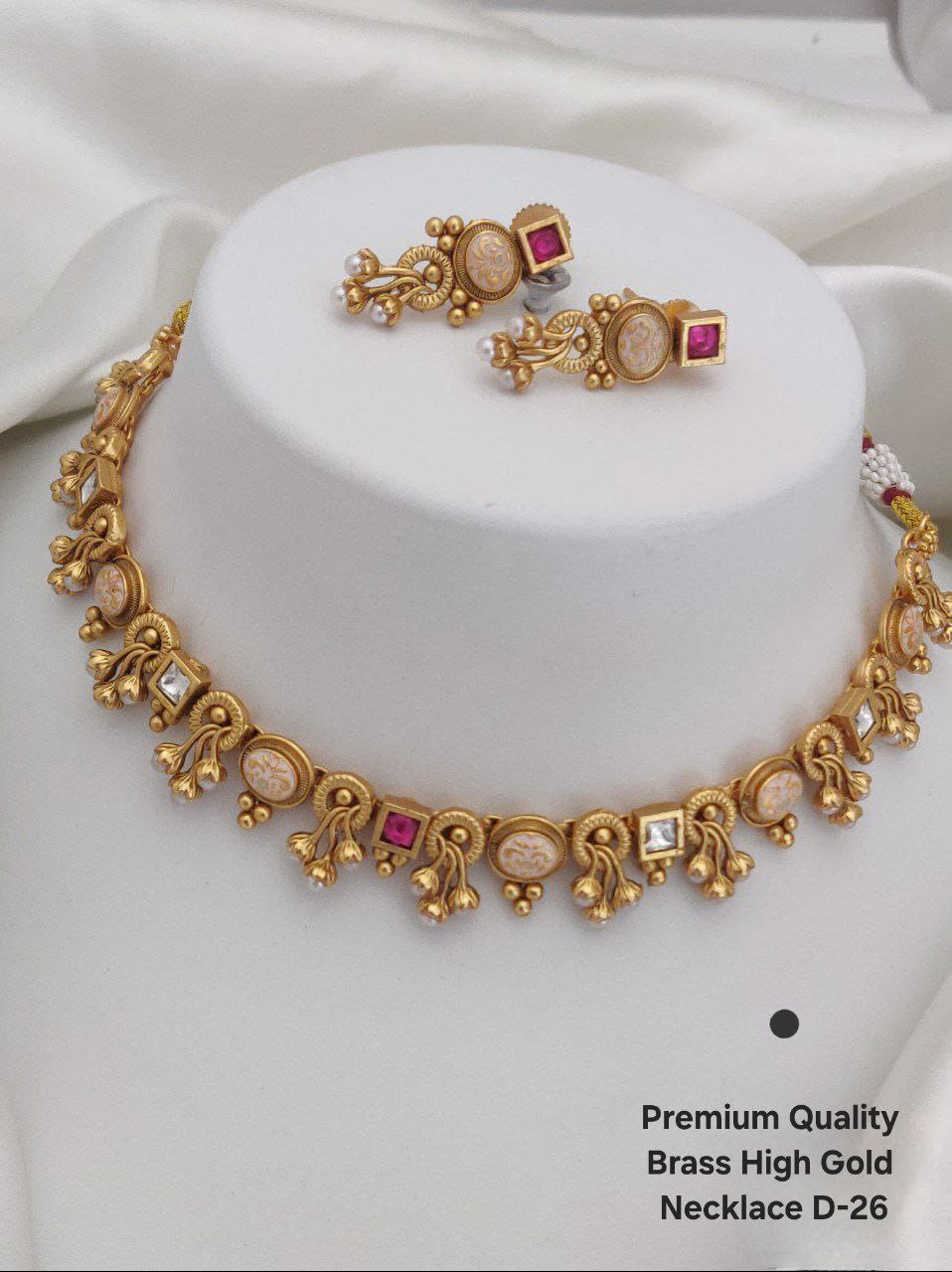 Brass High Gold Antique Necklace Set 16