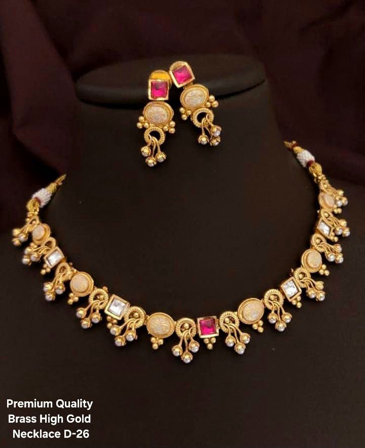 Brass High Gold Antique Necklace Set 16
