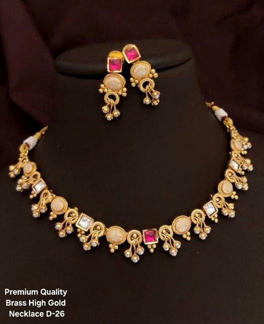 Brass High Gold Antique Necklace Set 16