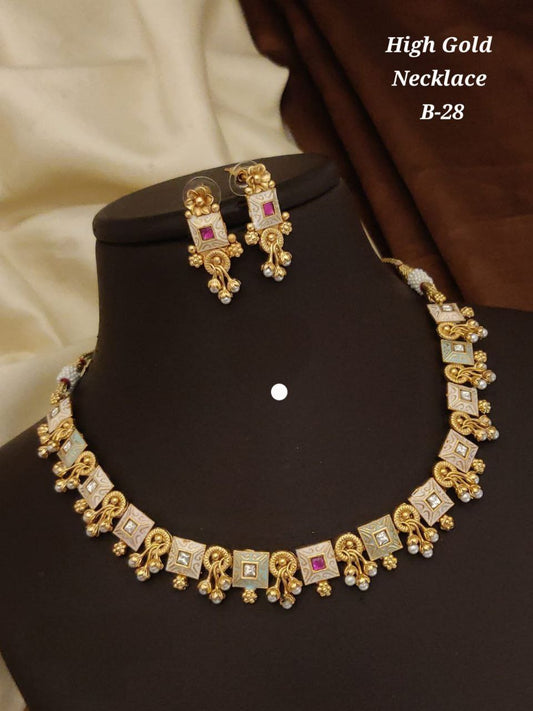 Brass High Gold Antique Necklace Set 17