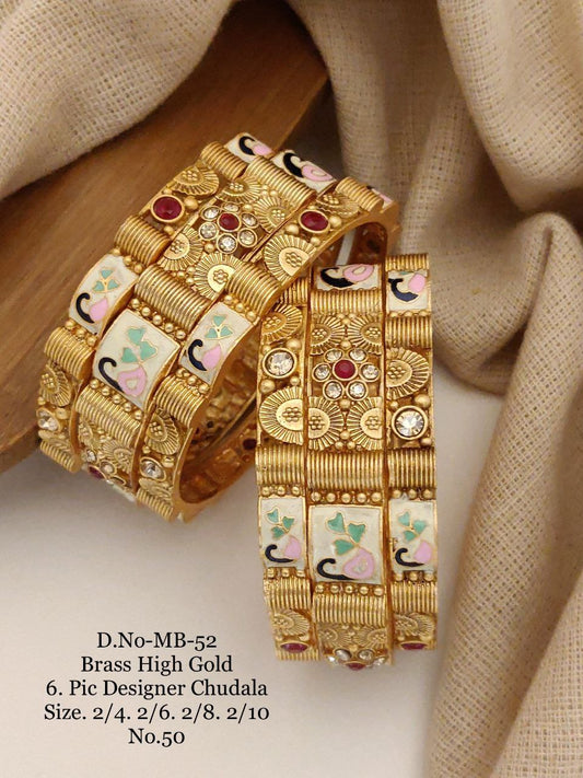 Brass High Gold Antique Bangles 011