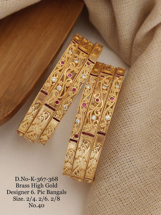 Brass High Gold Antique Bangles 029