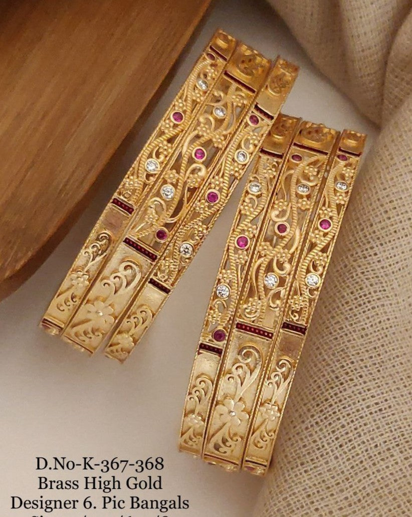 Brass High Gold Antique Bangles 029