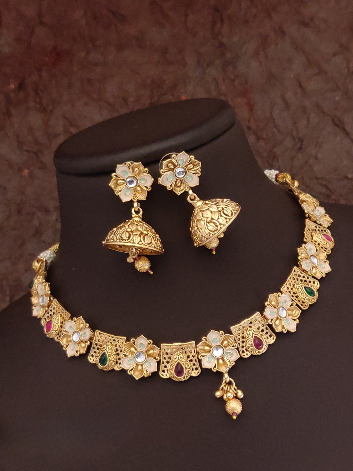 Brass Hight Gold Antique Necklace Set