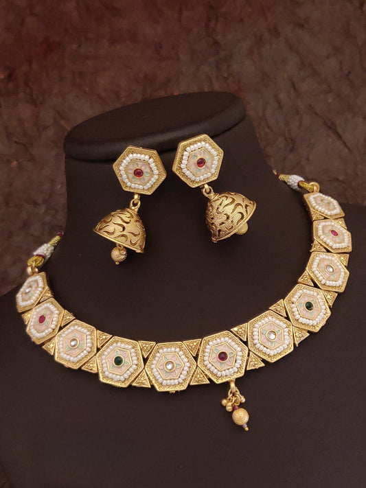 Brass Hight Gold Antique Necklace Set