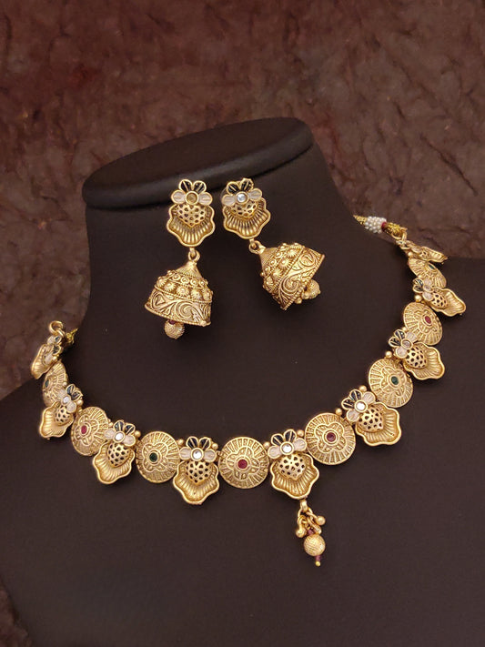 Brass Hight Gold Antique Necklace Set