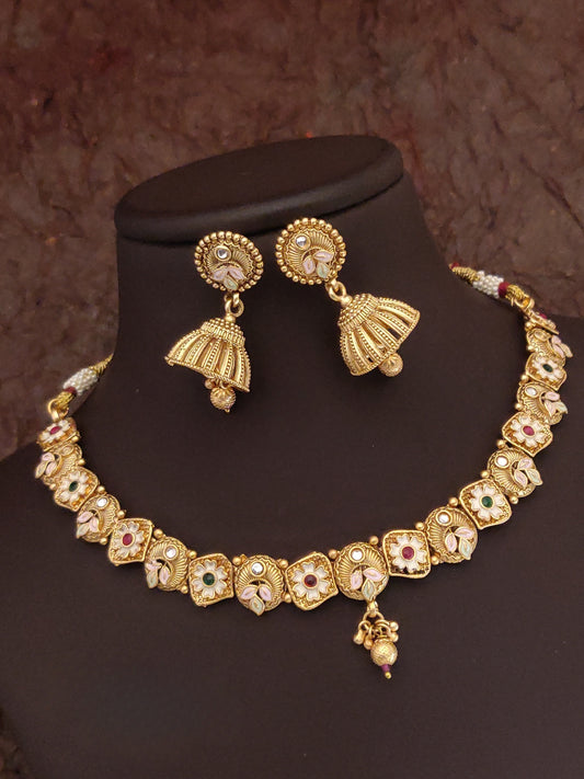 Brass Hight Gold Antique Necklace Set