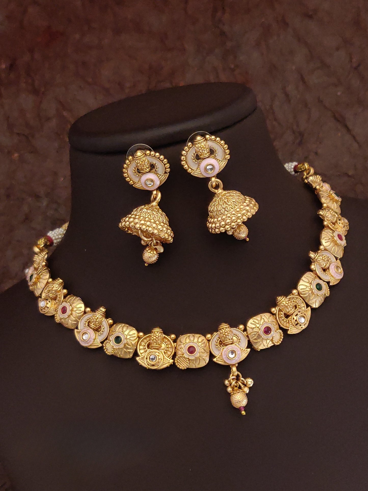 Brass Hight Gold Antique Necklace Set