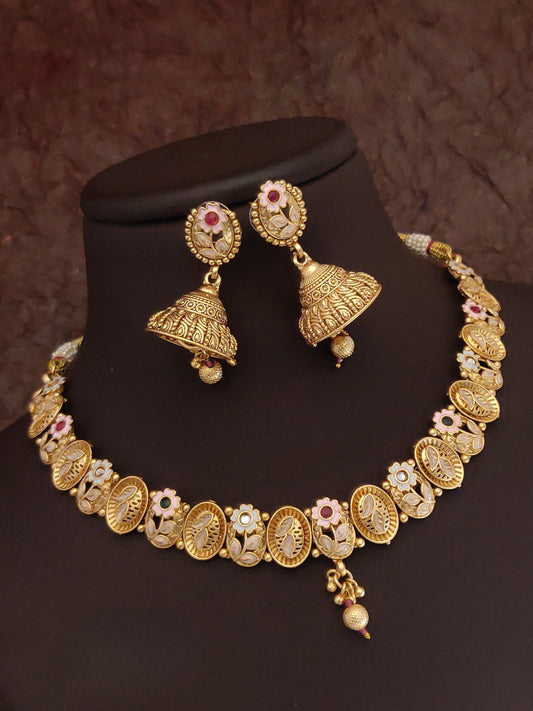 Brass Hight Gold Antique Necklace Set