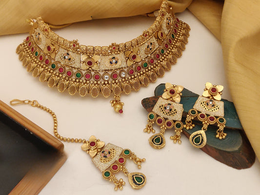 Brass High Gold Choker Set 006