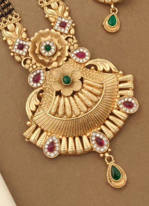 Brass High Gold Rajwadi Mangalsutra - Queenzart Imitation Jewellery