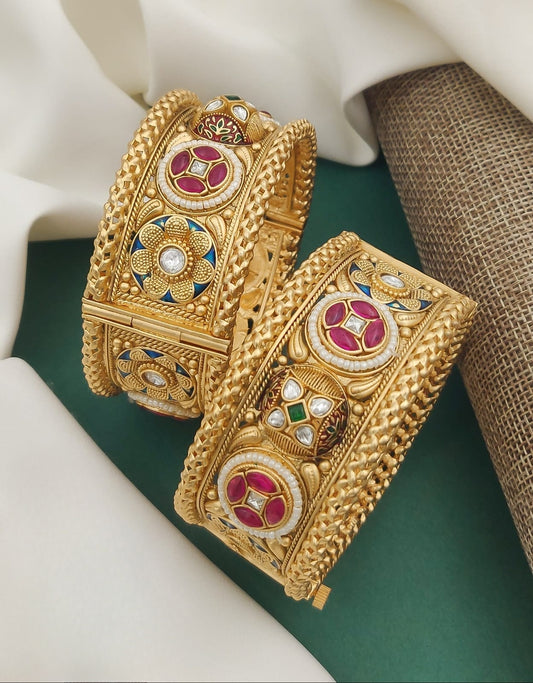 Brass High Gold Antique Bangles