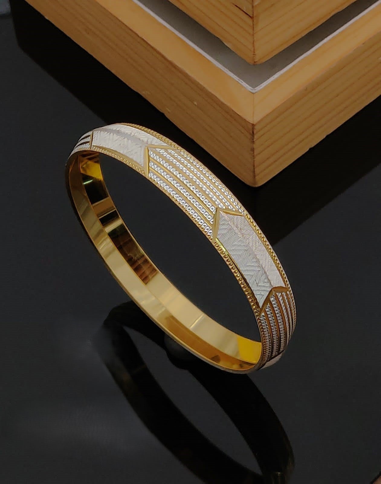 Premium Quality Gold & Silver Men Kada Bracelete