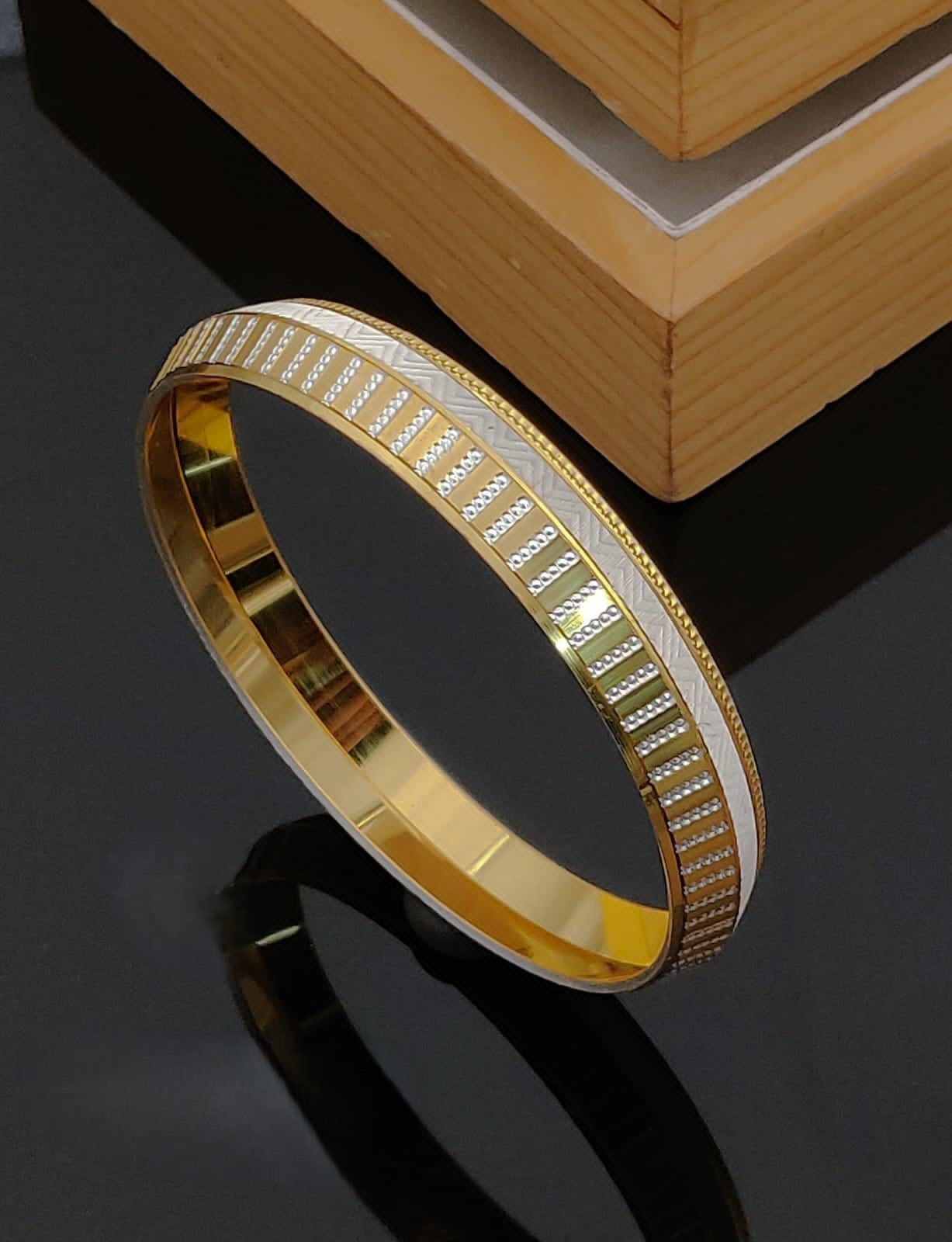 Premium Quality Gold & Silver Men Kada Bracelete