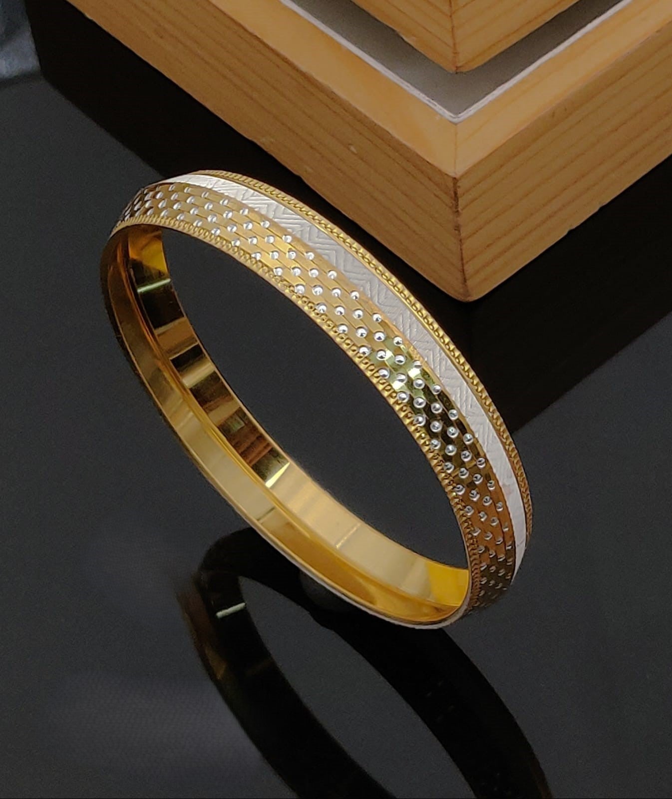 Premium Quality Gold & Silver Men Kada Bracelete