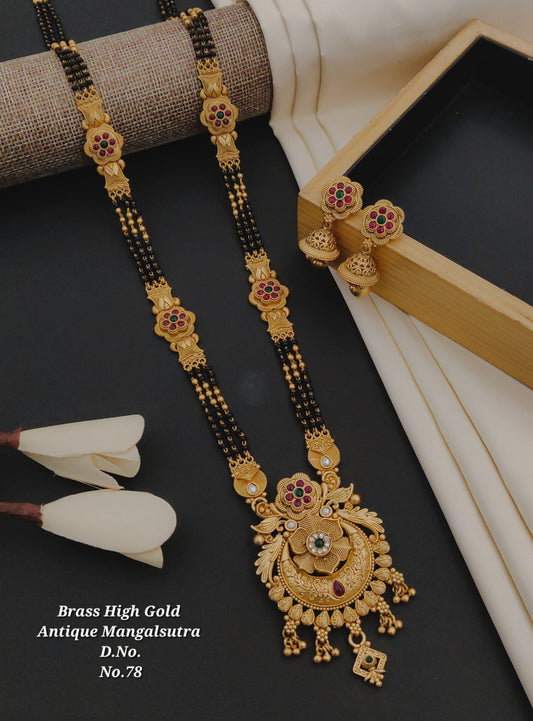 Brass High Gold Rajwadi Mangalsutra with Earrings