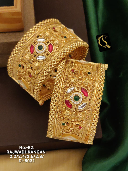 Brass High Gold Antique Bangles