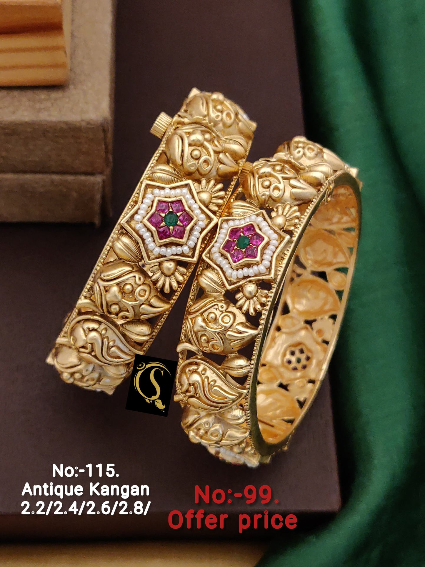 Brass High Gold Antique Bangles