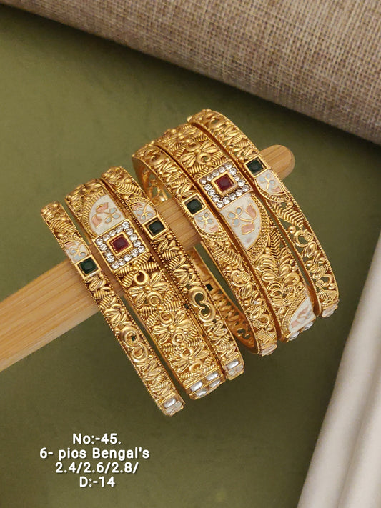 Brass High Gold Antique Bangles d-14