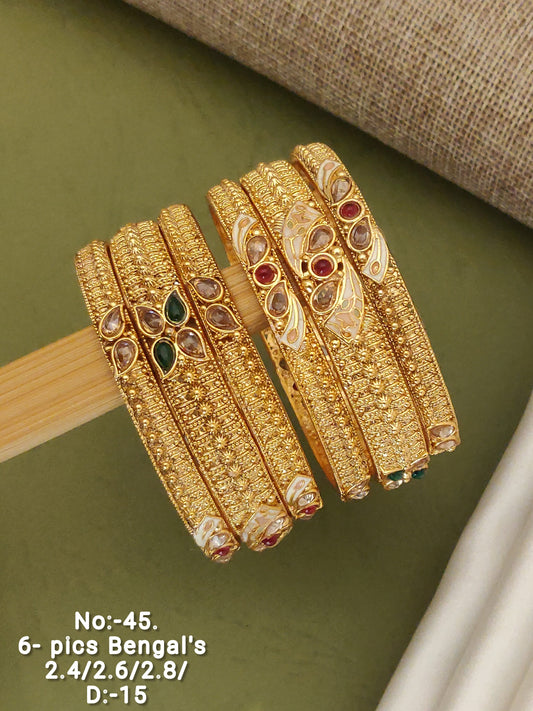 Brass High Gold Antique Bangles d-15