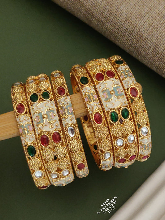 Brass High Gold Antique Bangles 009