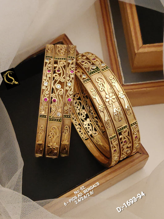 Brass High Gold Antique Bangles 003