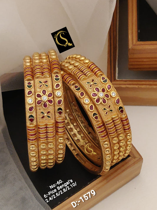 Brass High Gold Antique Bangles 002