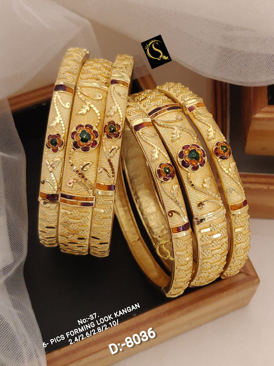 Brass High Gold Antique Bangles 004