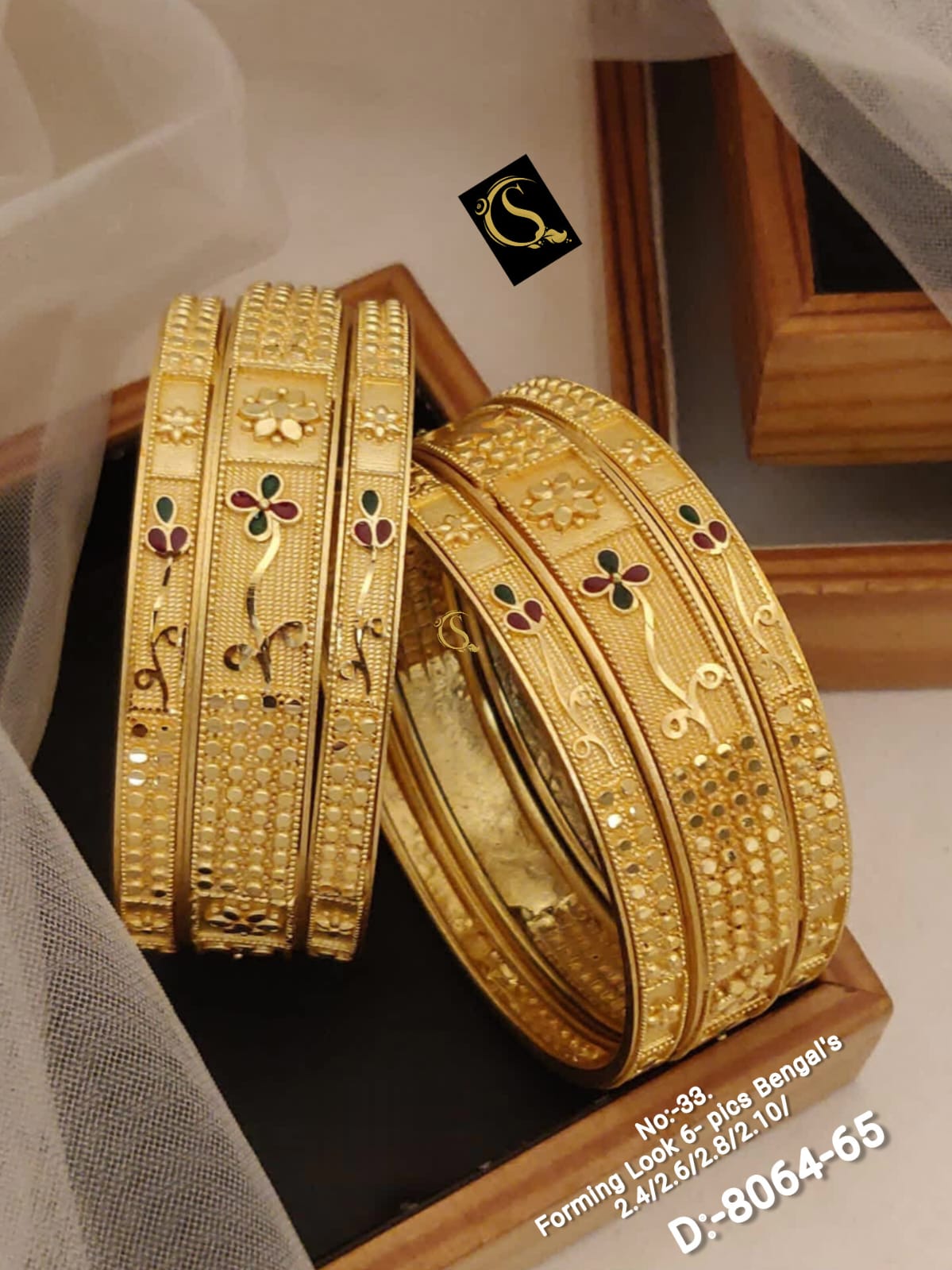 Brass High Gold Antique Bangles 006