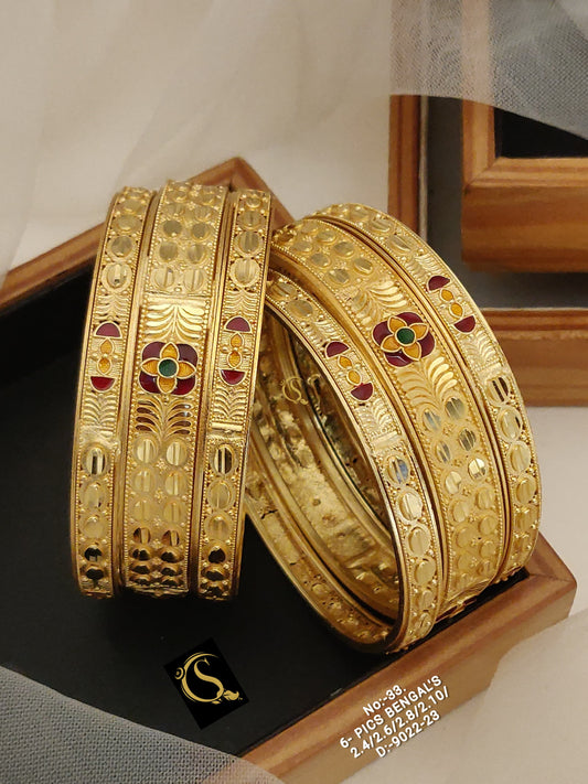 Brass High Gold Antique Bangles 001