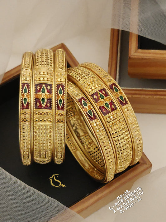 Brass High Gold Antique Bangles 008