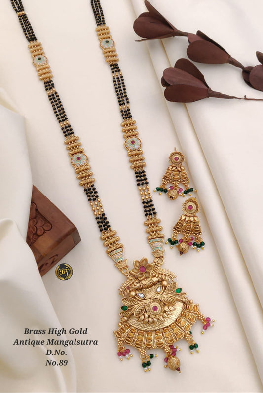 Brass High Gold Rajwadi Mangalsutra with Earrings 001